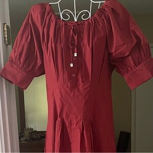J. Crew Burgundy Puff Sleeve Maxi Dress